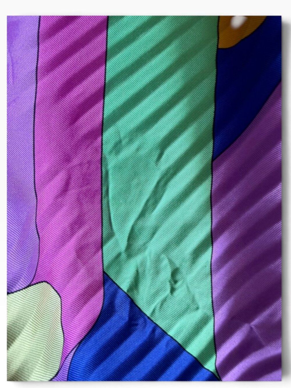 ETRO Milano Pleated Silk Scarf 35” Multicolor Geometric Made in Italy - Picture 6 of 6